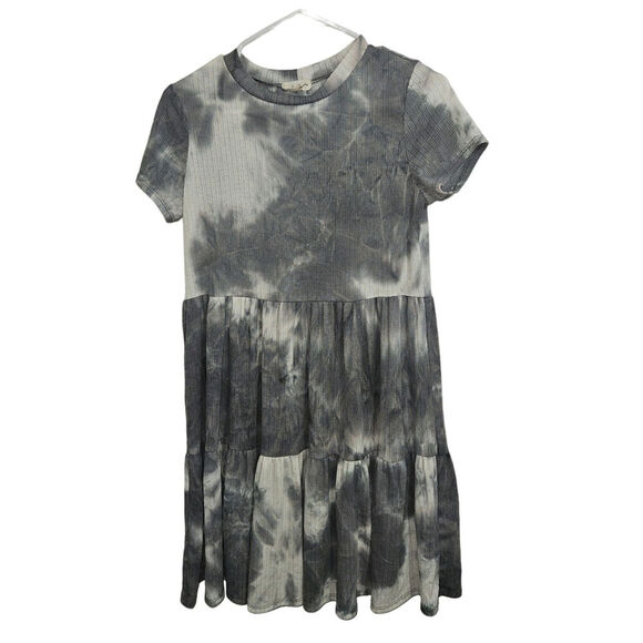 Boho Tie Dye Tiered Ruffle Short Sleeve Babydoll Dress. Size Large. - Picture 1 of 5